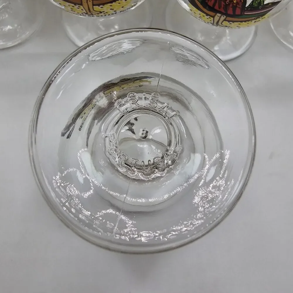 1960 Vintage Crisal Portugal Recordação da Nazaré gold-lined shot glass.